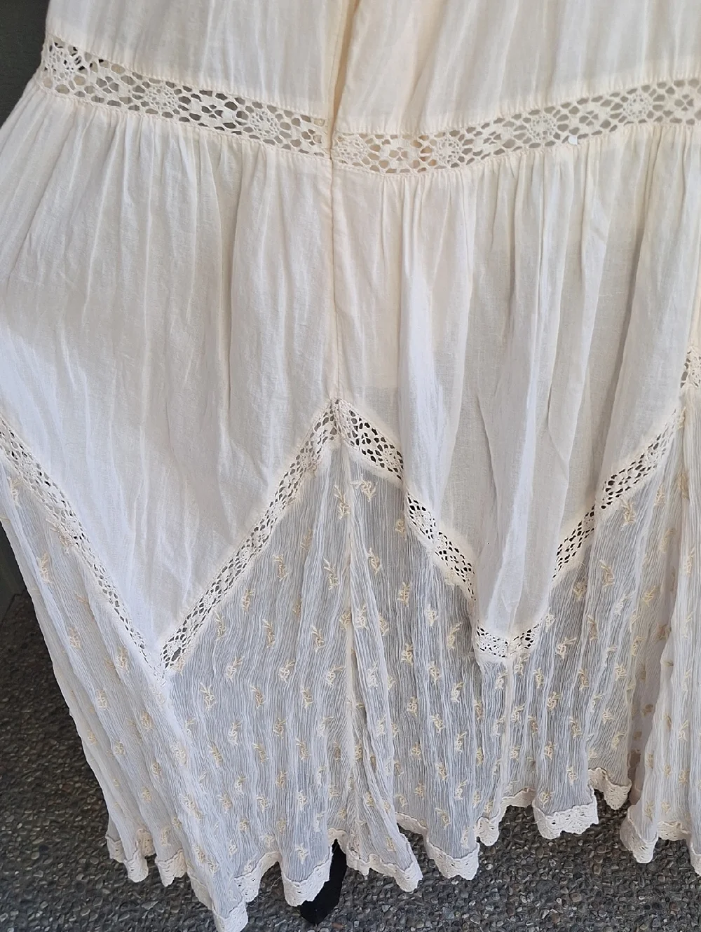 Free People Trails End Lace Crochet Vintage Overall Maxi Dress Skirtall XL - Picture 8 of 15